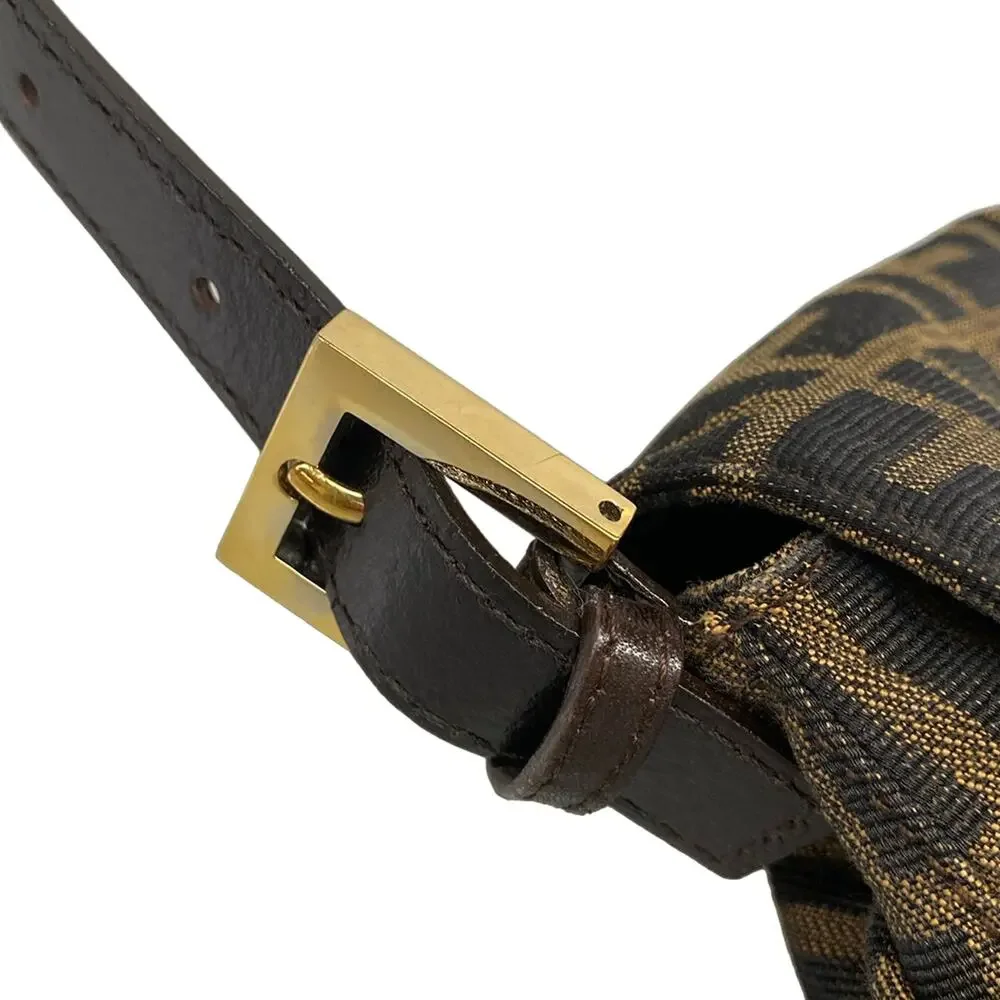 Fendi Mamma bucket / Zucchino pattern Handbag Brown Dark Brown Jacquard Leather